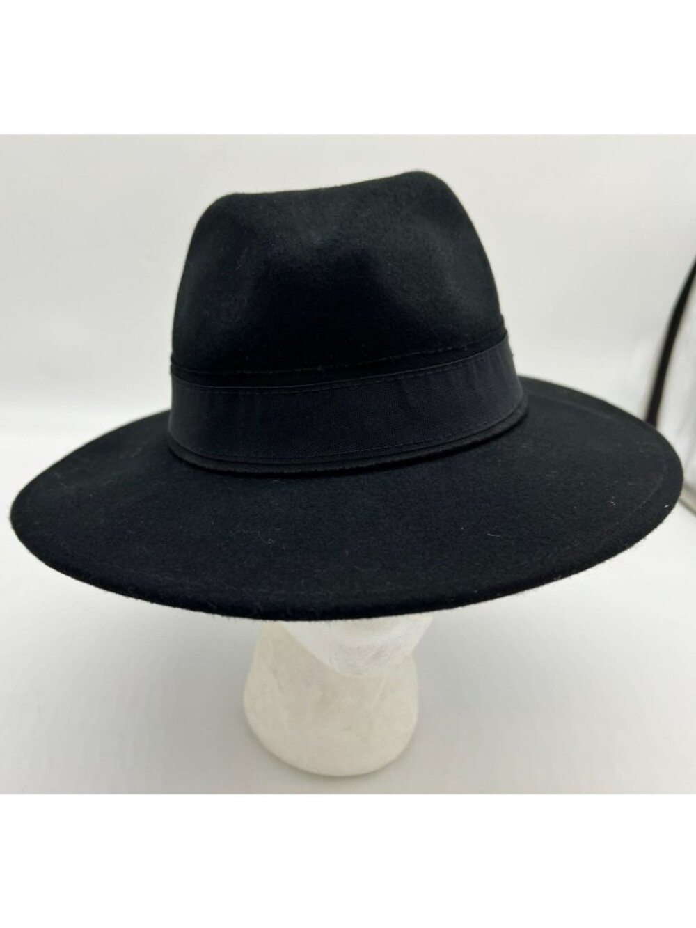 Black Womens Fedora Hat Black Ribbon Band 1990s Retro Classic Wide Brim - Picture 4 of 8